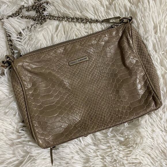 REBECCA MINKOFF • Tan + Silver Snakeskin Fringe Leopard Crossbody Bag - Picture 8 of 11